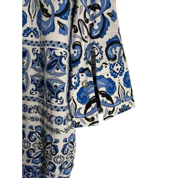 Tuckernuck Majolica Tile Print Blue White Relaxed Coastal Tunic Top Size XS - Picture 10 of 12